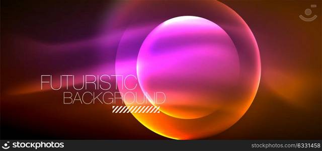 Glowing glass circles. Glowing glass circles, geometric shiny futuristic background, vector techno design