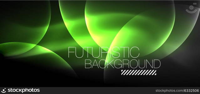 Glowing glass circles. Glowing glass circles, geometric shiny futuristic background, vector techno design