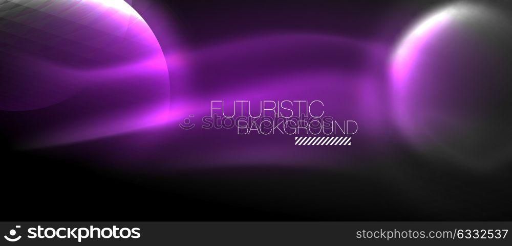 Glowing glass circles. Glowing glass circles, geometric shiny futuristic background, vector techno design, purple color