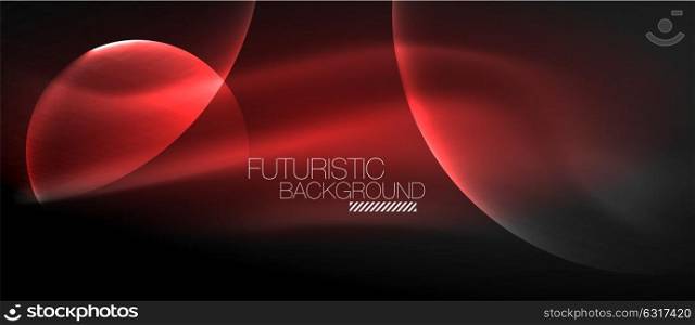 Glowing glass circles. Glowing glass circles, geometric shiny futuristic background, vector techno red design