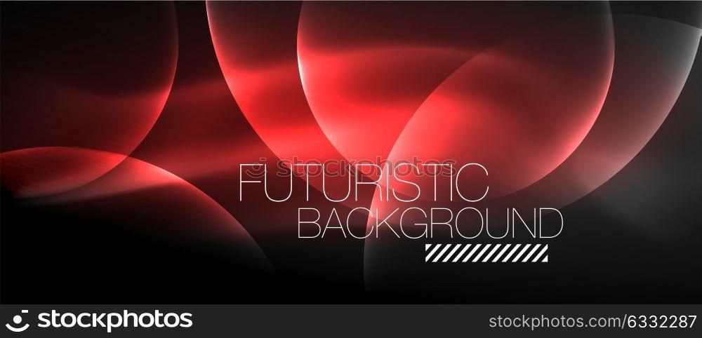 Glowing glass circles. Glowing glass circles, geometric shiny futuristic background, vector techno red design