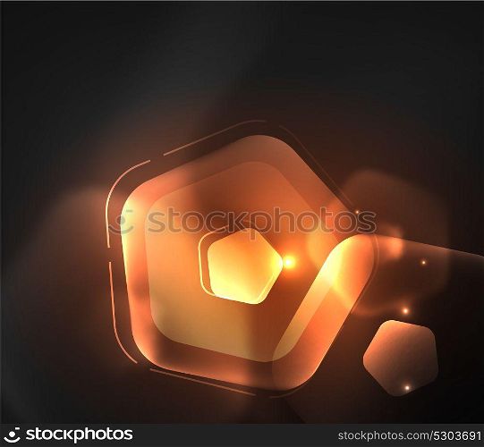 Glowing glass transparent pentagans, geometric abstract digital background. Glowing orange glass transparent pentagans, geometric abstract digital background. Vector illustration