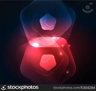 Glowing glass transparent pentagans, geometric abstract digital background. Glowing red glass transparent pentagans, geometric abstract digital background. Vector illustration