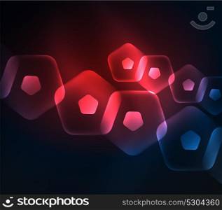 Glowing glass transparent pentagans, geometric abstract digital background. Glowing red glass transparent pentagans, geometric abstract digital background. Vector illustration