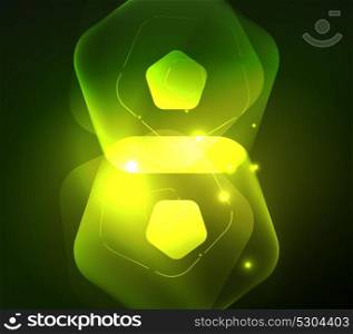 Glowing glass transparent pentagans, geometric abstract digital background. Glowing green glass transparent pentagans, geometric abstract digital background. Vector illustration