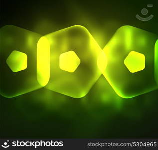 Glowing glass transparent pentagans, geometric abstract digital background. Glowing green glass transparent pentagans, geometric abstract digital background. Vector illustration