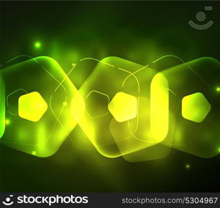 Glowing glass transparent pentagans, geometric abstract digital background. Glowing green glass transparent pentagans, geometric abstract digital background. Vector illustration