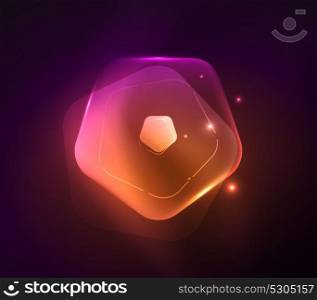 Glowing glass transparent pentagans, geometric abstract digital background. Glowing purple and orange glass transparent pentagans, geometric abstract digital background. Vector illustration