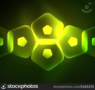 Glowing glass transparent pentagans, geometric abstract digital background. Glowing green glass transparent pentagans, geometric abstract digital background. Vector illustration