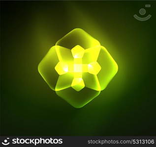 Glowing glass transparent pentagans, geometric abstract digital background. Glowing green glass transparent pentagans, geometric abstract digital background. Vector illustration