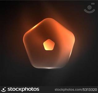 Glowing glass transparent pentagans, geometric abstract digital background. Glowing orange glass transparent pentagans, geometric abstract digital background. Vector illustration