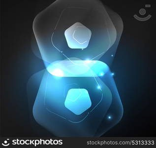 Glowing glass transparent pentagans, geometric abstract digital background. Glowing blue glass transparent pentagans, geometric abstract digital background. Vector illustration