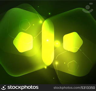 Glowing glass transparent pentagans, geometric abstract digital background. Glowing green glass transparent pentagans, geometric abstract digital background. Vector illustration