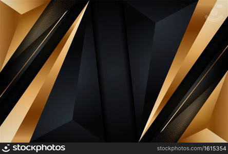 Glowing golden modern dark background with gold dots element. Luxury abstract background