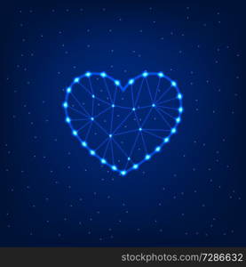 Glowing heart on a blue background. Vector illustration .. Glowing heart on a blue background.