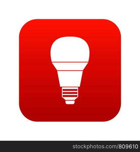 Glowing LED bulb icon digital red for any design isolated on white vector illustration. Glowing LED bulb icon digital red