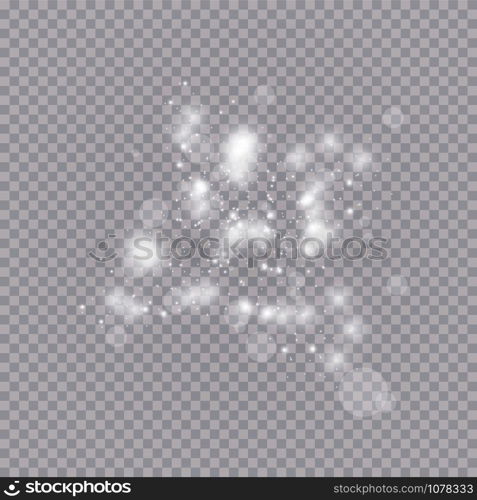 Glowing light effect with many glitter particles isolated on transparent background. Vector starry cloud with dust. Magic christmas decoration.. Glowing light effect with many glitter particles isolated on transparent background. Vector starry cloud with dust. Magic christmas decoration