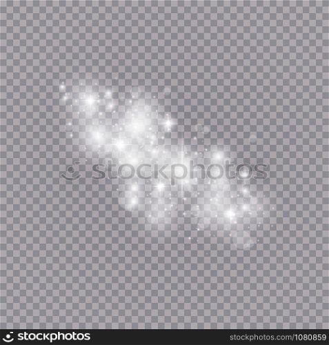 Glowing light effect with many glitter particles isolated on transparent background. Vector starry cloud with dust. Magic christmas decoration.. Glowing light effect with many glitter particles isolated on transparent background. Vector starry cloud with dust. Magic christmas decoration