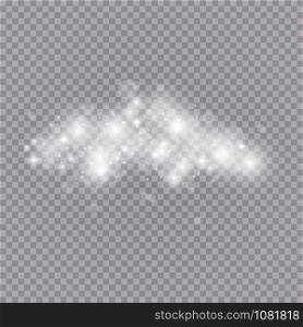 Glowing light effect with many glitter particles isolated on transparent background. Vector starry cloud with dust. Magic christmas decoration.. Glowing light effect with many glitter particles isolated on transparent background. Vector starry cloud with dust. Magic christmas decoration
