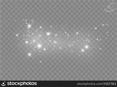 Glowing light effect with many glitter particles isolated on transparent background. Vector starry cloud with dust. Magic christmas decoration. Glowing light. Magic christmas decoration