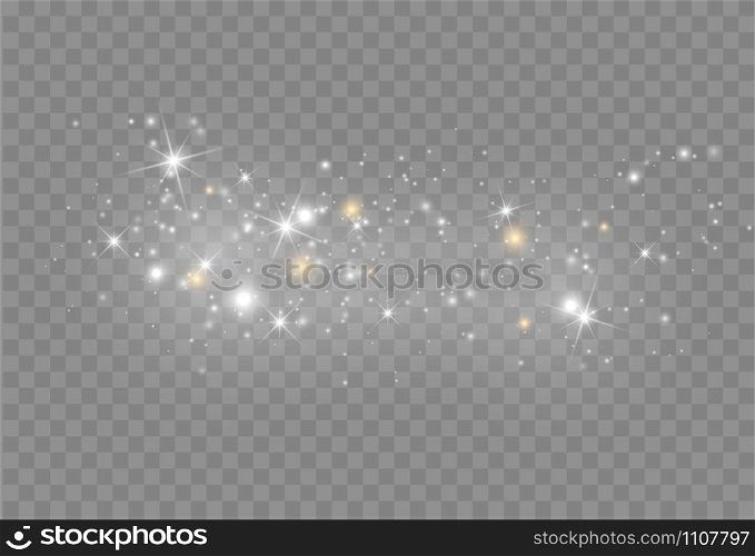 Glowing light effect with many glitter particles isolated on transparent background. Vector starry cloud with dust. Magic christmas decoration. Glowing light. Magic christmas decoration