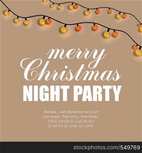 glowing Lights Merry Christmas Night Party background. Vector EPS10 Abstract Template background