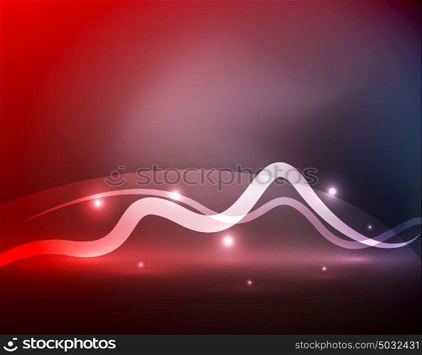 Glowing magic wave line with light effects in darkness. Glowing magic wave line with light effects in darkness. Vector illustration