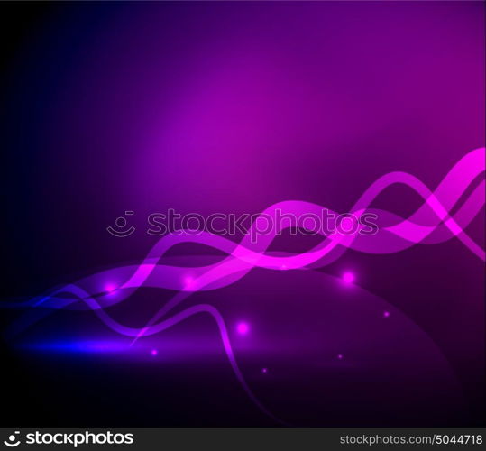 Glowing magic wave line with light effects in darkness. Glowing magic wave line with light effects in darkness. Vector illustration