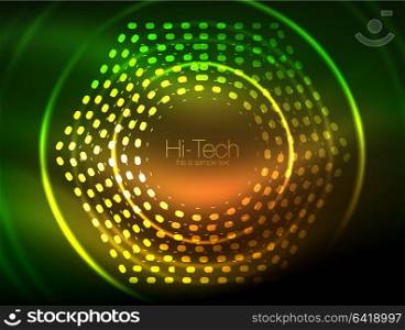Glowing neon dotted shape abstract background, technology shiny concept design, magic space geometric background. Glowing neon dotted shape abstract background, technology shiny concept design, magic space geometric background. Vector illustration