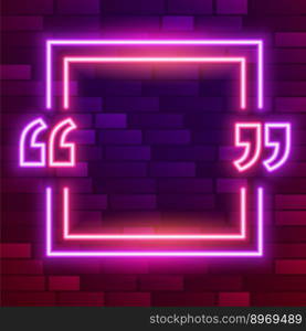 Glowing neon"e frame with text space vector image