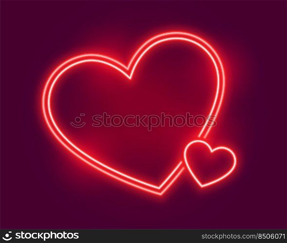 glowing neon hearts greeting for valentines day