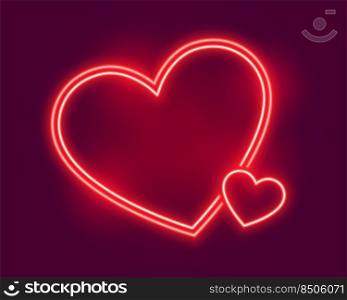 glowing neon hearts greeting for valentines day