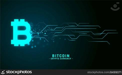glowing neon style bitcoin background with circuit lines