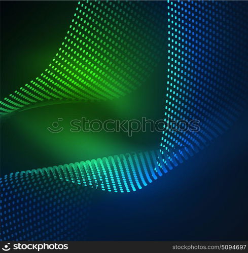 Glowing particles wave design template. Glowing particles wave design template, vector technology light concept