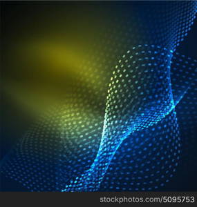 Glowing particles wave design template. Glowing particles wave design template, vector technology light concept