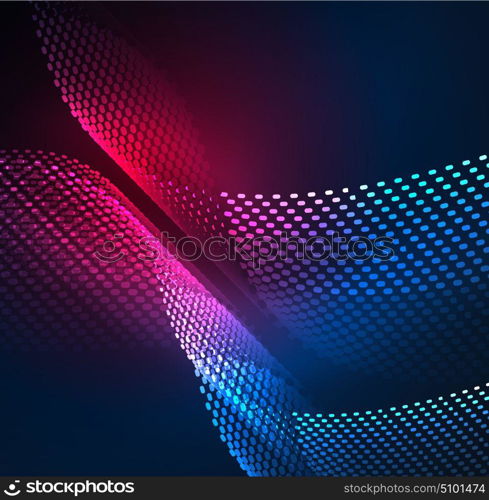 Glowing particles wave design template. Glowing particles wave design template, vector technology light concept