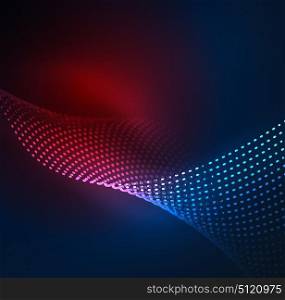 Glowing particles wave design template. Glowing particles wave design template, vector technology light concept