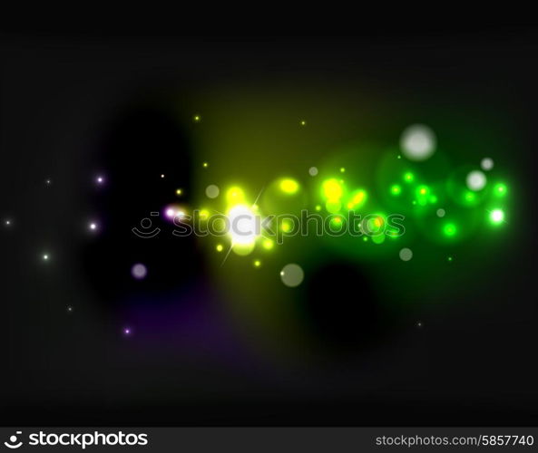 Glowing shiny bubbles and stars in dark space. Glowing shiny bubbles and stars in dark space. Vector illustration. Abstract background