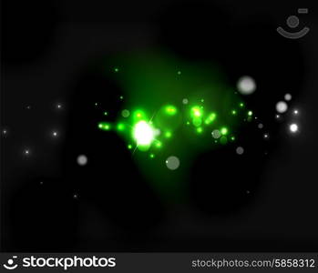 Glowing shiny bubbles and stars in dark space. Glowing shiny bubbles and stars in dark space. Vector illustration. Abstract background