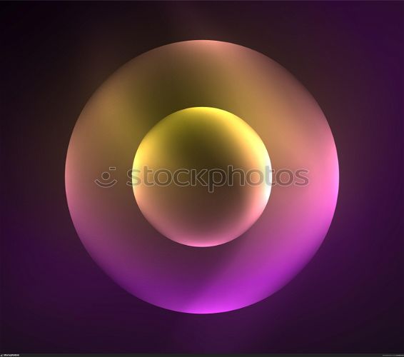 Glowing shiny overlapping circles composition on dark background. Glowing shiny overlapping circles composition on dark background, purple and yellow colors magic style light effects abstract design template