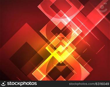 Glowing squares in the dark, digital abstract background. Glowing squares in the dark, digital abstract background, vector technology hi-tech template