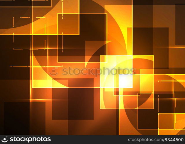 Glowing squares in the dark, digital abstract background. Glowing squares in the dark, digital abstract background, vector technology hi-tech template