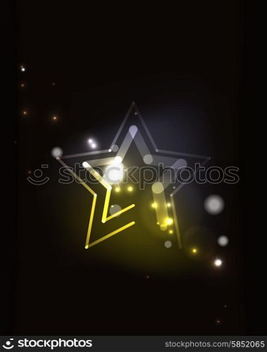 Glowing star in dark space. Glowing star and blending colors in dark space. Vector illustration. Abstract background