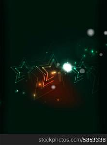 Glowing star in dark space. Glowing star and blending colors in dark space. Vector illustration. Abstract background