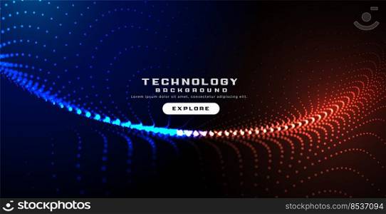 glowing technology particles digital wavy background
