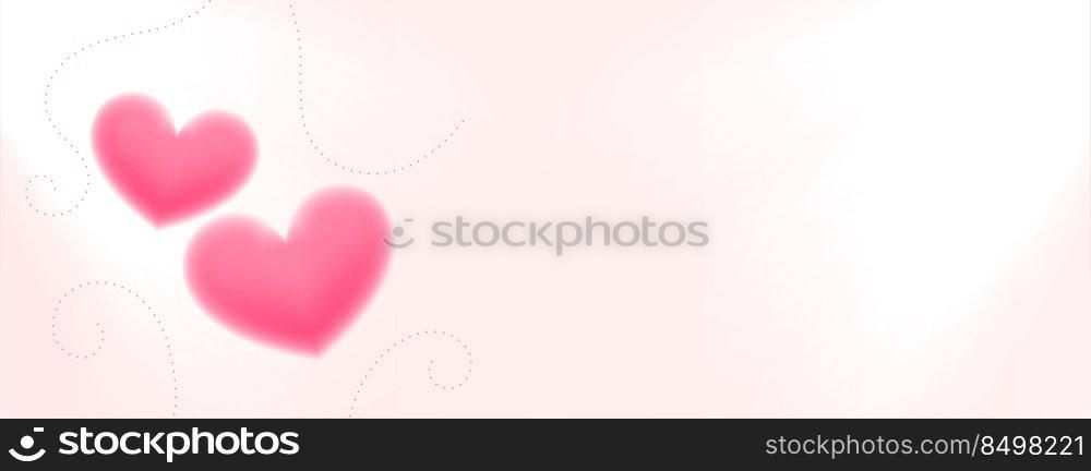 glowing two pink hearts valentines day banner design