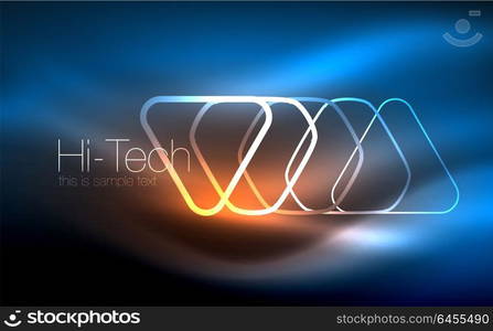 Glowing vector triangle geometric shapes in dark space. Glowing vector triangle geometric shape in dark spaces. Vector abstract background