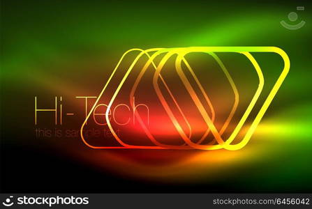 Glowing vector triangle geometric shapes in dark space. Glowing vector triangle geometric shape in dark spaces. Vector abstract background