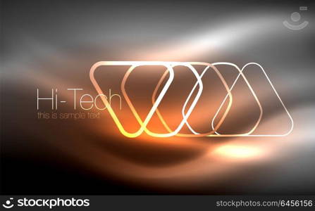 Glowing vector triangle geometric shapes in dark space. Glowing vector triangle geometric shape in dark spaces. Vector abstract background