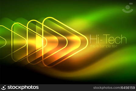 Glowing vector triangle geometric shapes in dark space. Glowing vector triangle geometric shape in dark spaces. Vector abstract background